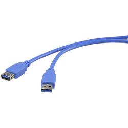 Renkforce USB kabel USB 3.2 Gen1 (USB 3.0 / USB 3.1 Gen1) USB-A zástrčka, USB-A zásuvka 3.00 m modrá pozlacené kontakty RF-4262130