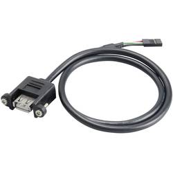 Akasa USB kabel USB 2.0 plochý konektor 4pol., USB-A zásuvka 0.60 m černá lze šroubovat, pozlacené kontakty, UL certifikace AK-CBUB06-60BK