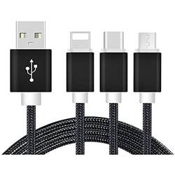 REEKIN Nabíjecí kabel USB USB-A zástrčka, USB-C ® zástrčka, USB Micro-B zástrčka, Apple Lightning konektor 1.20 m šedá 22656955