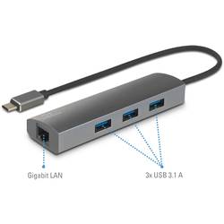 Renkforce síťový adaptér / rozbočovač 1 GBit/s USB-C® 5Gbps, LAN (až 1 Gbit/s), USB 3.2 Gen 1 (USB 3.0)