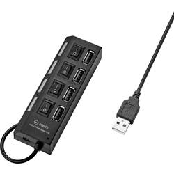 Renkforce 4 porty USB 2.0 hub lze spínat jednotlivě, se stavovými LED černá