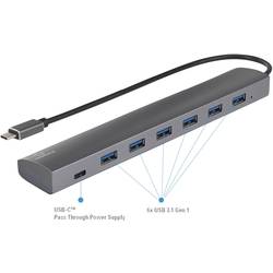 Renkforce 6 + 1 port USB 3.1 Gen 1 hub s proudovou přípojkou Pass-Through, s hliníkovým krytem stříbrná