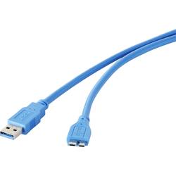 USB 3.0 [1x USB 3.0 zástrčka A - 1x micro USB 3.0 zástrčka B] 1.00 m modrá pozlacené kontakty Renkforce