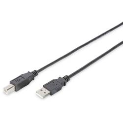 Digitus USB kabel USB 2.0 USB-A zástrčka, USB-B zástrčka 5.00 m černá kulatý, dvoužilový stíněný DB-300105-050-S