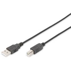Digitus USB kabel USB 2.0 USB-A zástrčka, USB-B zástrčka 1.80 m černá kulatý, dvoužilový stíněný DB-300102-018-S