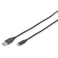 Digitus USB kabel USB 3.2 Gen1 (USB 3.0 / USB 3.1 Gen1) USB-C ® zástrčka, USB-A zástrčka 1.00 m černá kulatý, dvoužilový stíněný DB-300136-010-S