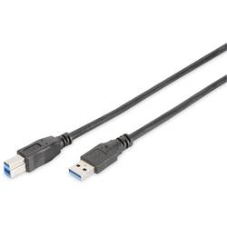 Digitus USB kabel USB 3.2 Gen1 (USB 3.0 / USB 3.1 Gen1) USB-A zástrčka, USB-B zástrčka 1.80 m černá kulatý, třížilový stíněný DB-300115-018-S