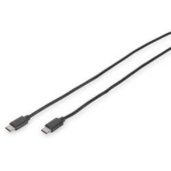 Digitus USB kabel USB 3.2 Gen1 (USB 3.0 / USB 3.1 Gen1) USB-C ® zástrčka, USB-C ® zástrčka 1.00 m černá kulatý, oboustranně zapojitelná zástrčka, dvoužilový