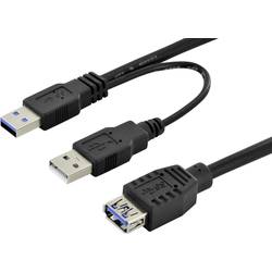 Digitus USB kabel USB 3.2 Gen1 (USB 3.0 / USB 3.1 Gen1) USB-A zástrčka, USB-A zásuvka 0.30 m černá kulatý, dvoužilový stíněný DB-300140-003-S