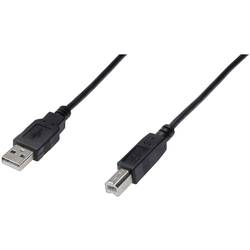 Digitus USB kabel USB 2.0 USB-A zástrčka, USB-B zástrčka 1.00 m černá kulatý, dvoužilový stíněný AK-300105-010-S