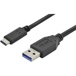 Digitus USB kabel USB 3.2 Gen1 (USB 3.0 / USB 3.1 Gen1) USB-A zástrčka, USB-C ® zástrčka 1.00 m černá kulatý, oboustranně zapojitelná zástrčka, dvoužilový