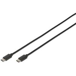 Digitus USB kabel USB 2.0 USB-C ® zástrčka, USB-C ® zástrčka 1.80 m černá kulatý, oboustranně zapojitelná zástrčka, dvoužilový stíněný DB-300138-018-S