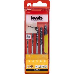 kwb 513900 sada spirálových vrtáků do dřeva 3 mm, 4 mm, 5 mm, 6 mm, 8 mm 5 ks