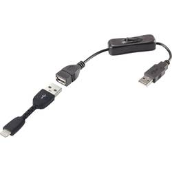 Renkforce USB kabel USB 2.0 USB-A zástrčka, Apple Lightning konektor 0.30 m černá vč. spínače ZAP/VYP , pozlacené kontakty RF3346622