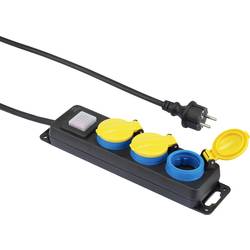 Renkforce 350E-CMB zásuvková lišta s vypínačem 3násobný černá, žlutá, modrá DE schuko zástrčka/zásuvky 1 ks