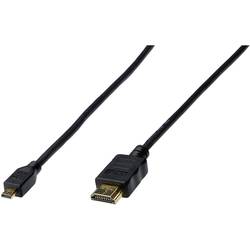 Digitus HDMI kabel Zástrčka HDMI-A, Zástrčka HDMI Micro-D 2.00 m černá AK-330109-020-S pozlacené kontakty HDMI kabel