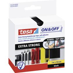 TESA On & Off 55229-00-01 pásek se suchým zipem, lepicí, háčková a flaušová část, extra silná, (d x š x v) 1000 mm x 50 mm x 1 m, černá, 1 ks