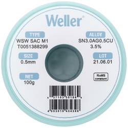 Weller WSW SAC M1 bezolovnatý pájecí cín cívka Sn3,0Ag0,5Cu 100 g 0.5 mm