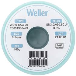 Weller WSW SAC L0 bezolovnatý pájecí cín cívka Sn3,0Ag0,5Cu 100 g 0.5 mm