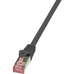 LogiLink CQ2043S RJ45 síťové kabely, propojovací kabely CAT 6 S/FTP 1.50 m černá samozhášecí, s ochranou 1 ks