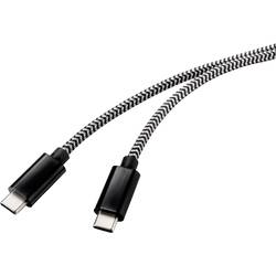 Renkforce USB kabel USB 2.0 USB-C ® zástrčka, USB-C ® zástrčka 3.00 m černá/bílá látkový potah RF-4598412