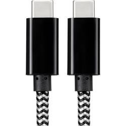 Renkforce USB kabel USB 2.0 USB-C ® zástrčka, USB-C ® zástrčka 3.00 m černá/bílá látkový potah RF-4598412