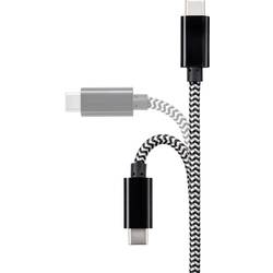 Renkforce USB kabel USB 2.0 USB-C ® zástrčka, USB-C ® zástrčka 3.00 m černá/bílá látkový potah RF-4598412