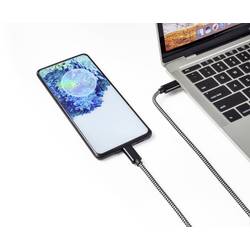 Renkforce USB kabel USB 2.0 USB-C ® zástrčka, USB-C ® zástrčka 3.00 m černá/bílá látkový potah RF-4598412