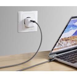 Renkforce USB kabel USB 2.0 USB-C ® zástrčka, USB-C ® zástrčka 3.00 m černá/bílá látkový potah RF-4598412