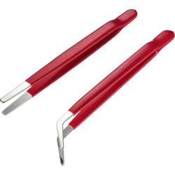 TOOLCRAFT TO-6897171 sada pinzet, 2dílná, plochá-kulatá, plochá-kulatá, zahnutá, 124 mm