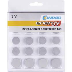 Conrad energy sada knoflíkových baterií 2x CR 1025 (10 x 2,5 mm), 2x CR 1620 (16 x 2 mm), 2x CR 1632 (16 x 3,2 mm), 2x CR 2016 (20 x 1,6 mm), 4x CR 2025 (20 x