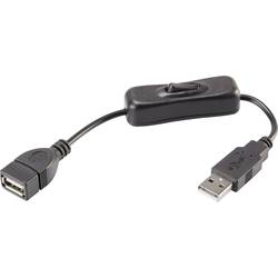 Renkforce USB kabel USB 2.0 USB-A zástrčka, USB-A zásuvka 0.25 m černá vč. spínače ZAP/VYP , pozlacené kontakty RF-3322982