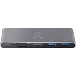 Renkforce RF-4599772 USB-C® dokovací stanice Vhodné pro značky (dokovací stanice pro notebook): univerzální Rozšiřující patice M.2 SSD, integrovaná čtečka