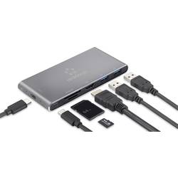 Renkforce RF-4599772 USB-C® dokovací stanice Vhodné pro značky (dokovací stanice pro notebook): univerzální Rozšiřující patice M.2 SSD, integrovaná čtečka