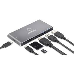 Renkforce RF-4599772 USB-C® dokovací stanice Vhodné pro značky (dokovací stanice pro notebook): univerzální Rozšiřující patice M.2 SSD, integrovaná čtečka