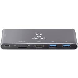 Renkforce RF-4599772 USB-C® dokovací stanice Vhodné pro značky (dokovací stanice pro notebook): univerzální Rozšiřující patice M.2 SSD, integrovaná čtečka