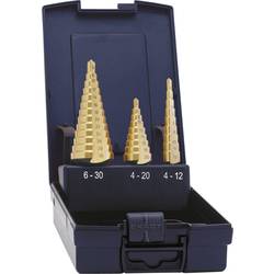 Exact 5351 HSS sada stupňovitého vrtáku, 3dílná, TiN, kuželový záhlubník 3 břitý, 1 sada