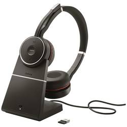 Jabra Evolve 75 Second Edition - UC telefon Sluchátka On Ear bezdrátová, Bluetooth®, kabelová stereo černá Redukce šumu mikrofonu, Potlačení hluku headset, vč.