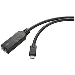 Renkforce USB kabel USB 3.2 Gen1 (USB 3.0 / USB 3.1 Gen1) USB-C ® zástrčka, USB-A zásuvka 5.00 m černá Aktivní se zesílením signálu, s funkcí OTG RF-5231962