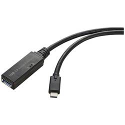 Renkforce USB kabel USB 3.2 Gen1 USB-C ® zástrčka, USB-A zásuvka 5.00 m černá Aktivní se zesílením signálu, s funkcí OTG RF-5231962
