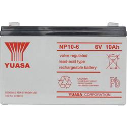 Yuasa NP10-6 NP10/6 olověný akumulátor 6 V 10 Ah olověný se skelným rounem (š x v x h) 151 x 97.5 x 50 mm plochý konektor 4,8 mm bezúdržbové, VDS certifikace