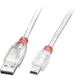 LINDY USB kabel USB 2.0 USB-A zástrčka, USB Mini-B zástrčka 2.00 m transparentní 41783