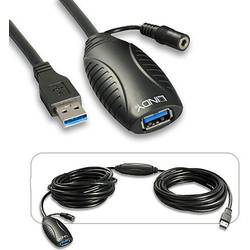 LINDY USB kabel USB 3.2 Gen1 (USB 3.0 / USB 3.1 Gen1) USB-A zástrčka, USB-A zásuvka 10.00 m černá 43156