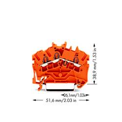 WAGO 2002-6302 průchodková svorka 5.20 mm pružinová svorka oranžová 100 ks