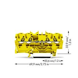 WAGO 2002-1406 průchodková svorka 5.20 mm pružinová svorka žlutá 100 ks