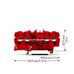 WAGO 2002-1403 průchodková svorka 5.20 mm pružinová svorka červená 100 ks