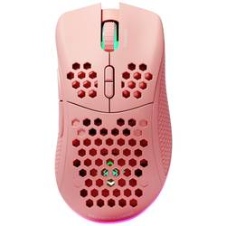 DELTACO GAMING PM80 herní myš bezdrátový optická růžová 7 tlačítko 4800 dpi s podsvícením, nabíjecí