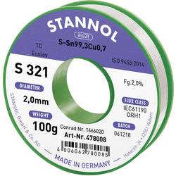 Stannol S321 2,0% 2,0MM SN99,3CU0,7 CD 100G bezolovnatý pájecí cín bez olova, cívka Sn99,3Cu0,7 ORH1 100 g 2 mm