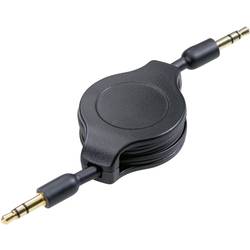 SpeaKa Professional SP-7869796 jack audio kabel [1x jack zástrčka 3,5 mm - 1x jack zástrčka 3,5 mm] 1.10 m černá včetně automatického navíjení, pozlacené