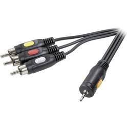 SpeaKa Professional jack / kompozitní cinch AV kabel [1x jack zástrčka 2,5 mm - 3x cinch zástrčka] 2.5 m černá